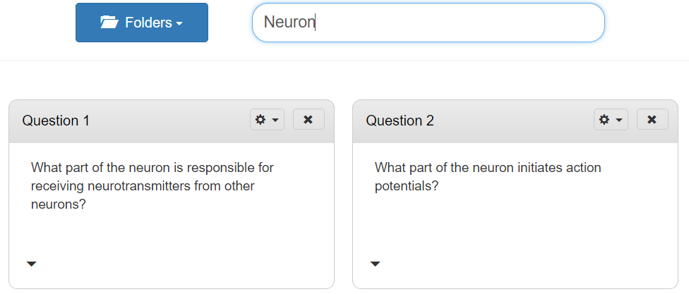 Store questions in folders to ask later